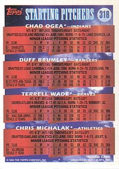 1994 Topps P Prospects #316 Chad Ogea / Duff Brumley / Terrell Wade / Chris Michalak RC