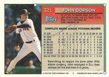 1994 Topps John Dopson # 321 Boston Red Sox