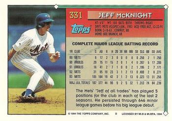 1994 Topps Jeff McKnight # 331 New York Mets