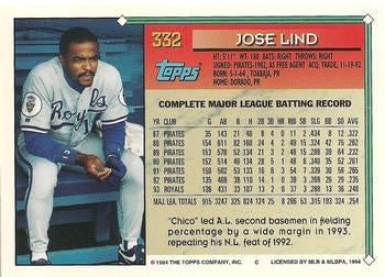 1994 Topps Jose Lind # 332 Kansas City Royals