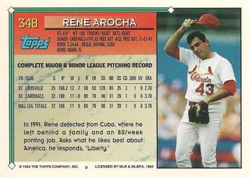 1994 Topps Rene Arocha # 348 St. Louis Cardinals