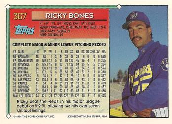 1994 Topps Ricky Bones # 367 Milwaukee Brewers