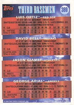 1994 Topps 3B Prospects #369 Luis Ortiz / David Bell / Jason Giambi / George Arias RC