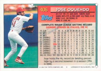 1994 Topps Jose Oquendo # 406 St. Louis Cardinals