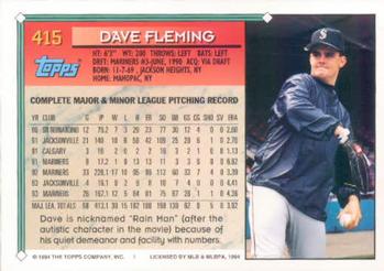 1994 Topps Dave Fleming # 415 Seattle Mariners