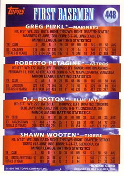 1994 Topps 1B Prospects #448 Greg Pirkl / Roberto Petagine / D.J. Boston / Shawn Wooten RC