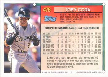 1994 Topps Joey Cora # 478 Chicago White Sox