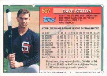 1994 Topps Dave Staton # 507 San Diego Padres