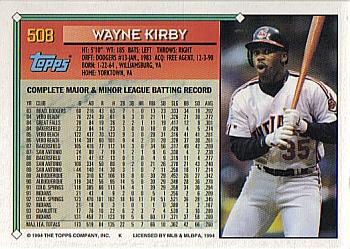 1994 Topps Wayne Kirby ASR # 508 Cleveland Indians