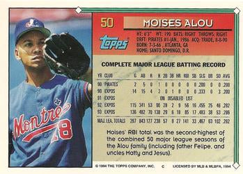 1994 Topps Moises Alou # 50 Montreal Expos