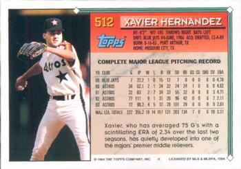 1994 Topps Xavier Hernandez # 512 Houston Astros