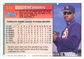 1994 Topps Gene Harris # 514 San Diego Padres