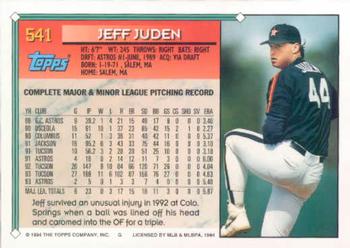 1994 Topps Jeff Juden # 541 Houston Astros