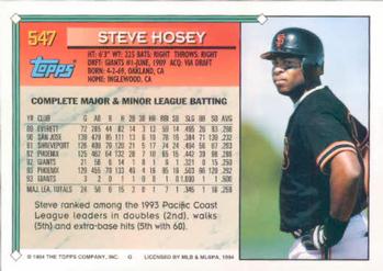 1994 Topps Steve Hosey # 547 San Francisco Giants