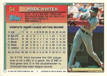 1994 Topps Mark Whiten # 54 St. Louis Cardinals