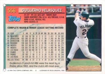 1994 Topps Guillermo Velasquez # 556 San Diego Padres