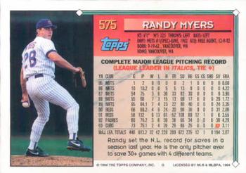 1994 Topps Randy Myers # 575 Chicago Cubs