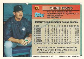 1994 Topps Chris Bosio # 60 Seattle Mariners
