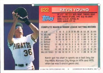 1994 Topps Kevin Young # 622 Pittsburgh Pirates