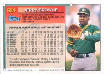 1994 Topps Jerry Browne # 624 Oakland Athletics