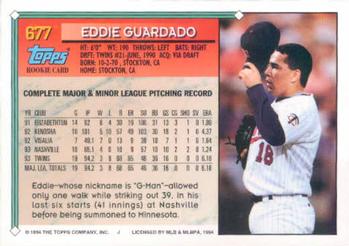 1994 Topps Eddie Guardado RC # 677 Minnesota Twins