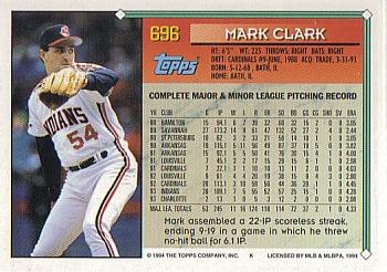 1994 Topps Mark Clark # 696 Cleveland Indians