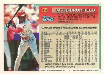 1994 Topps Jacob Brumfield # 69 Cincinnati Reds