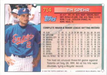 1994 Topps Tim Spehr # 714 Montreal Expos