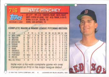 1994 Topps Nate Minchey RC # 716 Boston Red Sox