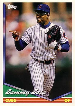 1994 Topps Sammy Sosa UER # 725 Chicago Cubs