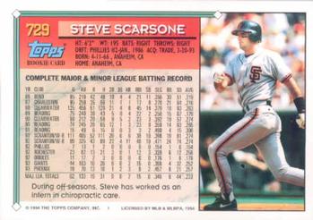 1994 Topps Steve Scarsone # 729 San Francisco Giants