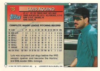 1994 Topps Luis Aquino # 76 Florida Marlins