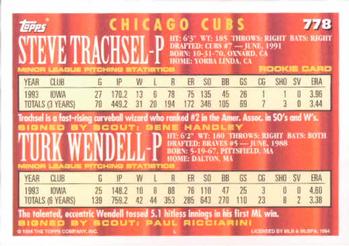 1994 Topps Steve Trachsel / Turk Wendell CA, RC # 778 Chicago Cubs