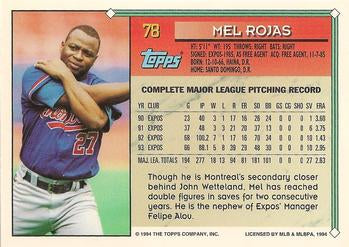 1994 Topps Mel Rojas # 78 Montreal Expos