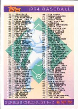 1994 Topps Checklist: 496-693 CL, UER # 791