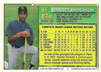 1994 Topps Garret Anderson FS, RC # 84 California Angels