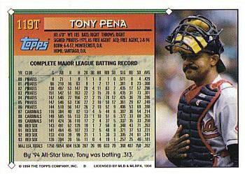 1994 Topps Traded Tony Pena  119T Cleveland Indians