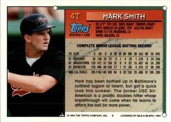 1994 Topps Traded Mark Smith  4T Baltimore Orioles