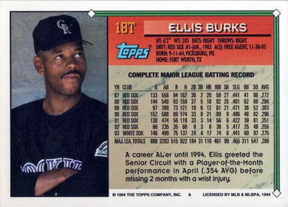 1994 Topps Traded Ellis Burks  18T Colorado Rockies