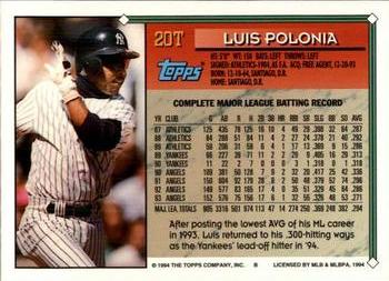 1994 Topps Traded Luis Polonia  20T New York Yankees