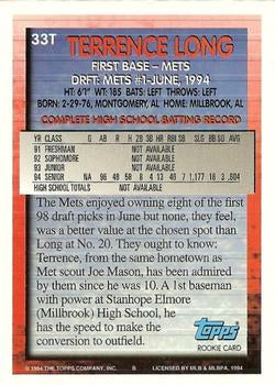 1994 Topps Traded Terrence Long DPK, RC  33T New York Mets