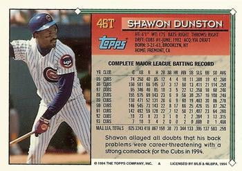1994 Topps Traded Shawon Dunston  46T Chicago Cubs