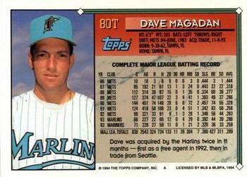 1994 Topps Traded Dave Magadan  80T Florida Marlins