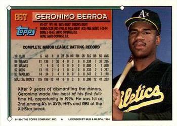 1994 Topps Traded Geronimo Berroa  86T Oakland Athletics