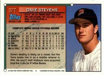 1994 Topps Traded Dave Stevens  97T Minnesota Twins