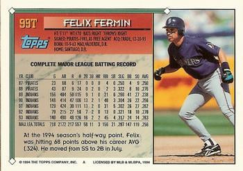 1994 Topps Traded Felix Fermin  99T Seattle Mariners
