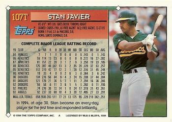 1994 Topps Traded Stan Javier  107T Oakland Athletics