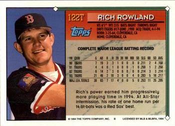 1994 Topps Traded Rich Rowland  122T Boston Red Sox