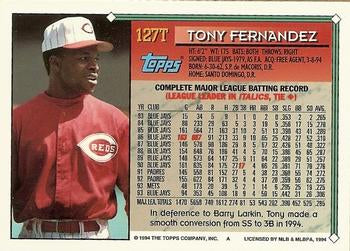 1994 Topps Traded Tony Fernandez  127T Cincinnati Reds