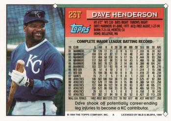 1994 Topps Traded Dave Henderson  23T Kansas City Royals